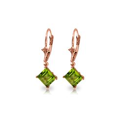 Genuine 3.2 ctw Peridot Earrings 14KT Rose Gold - REF-30M2T