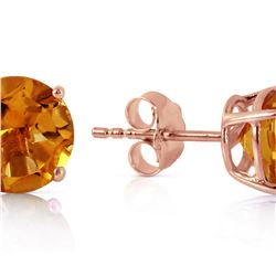 Genuine 3.1 ctw Citrine Earrings 14KT Rose Gold - REF-23T9A