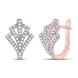 1/2 CTW Womens Round Diamond Hoop Earrings 14kt Rose Gold - REF-58H5R