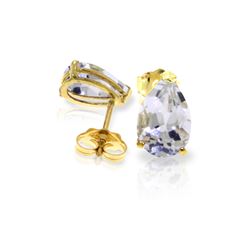 Genuine 3.15 ctw White Topaz Earrings 14KT Yellow Gold - REF-21N2R