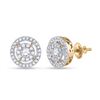 Image 1 : 1/2 CTW Womens Round Diamond Cluster Earrings 14kt Yellow Gold - REF-54T5V
