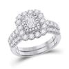 1 & 7/8 CTW Emerald Diamond Bridal Wedding Ring 14kt White Gold - REF-272M6F