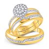 Image 1 : 1/2 CTW His Hers Round Diamond Cluster Matching Wedding Set 10kt Yellow Gold - REF-51V8Y