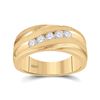 Image 1 : 1/2 CTW Mens Round Diamond Diagonal Wedding Band Ring 10kt Yellow Gold - REF-99W2H