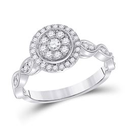 1/2 CTW Womens Round Diamond Cluster Ring 14kt White Gold - REF-58H2R