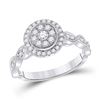 Image 1 : 1/2 CTW Womens Round Diamond Cluster Ring 14kt White Gold - REF-58H2R