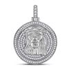 Image 1 : 3/4 CTW Mens Round Diamond Jesus Circle Charm Pendant 10kt White Gold - REF-61W4H