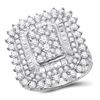 Image 1 : 3 & 1/2 CTW Womens Round Diamond Square Cluster Ring 10kt White Gold - REF-218T2V