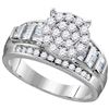 Image 1 : 1 CTW Round Diamond Cluster Bridal Wedding Engagement Ring 10kt White Gold - REF-72M8F