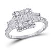3/4 CTW Womens Baguette Diamond Square Ring 14kt White Gold - REF-102T3V