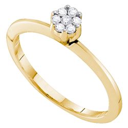 1/8 CTW Womens Round Diamond Flower Cluster Ring 10kt Yellow Gold - REF-18F5W