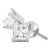 Image 1 : 1/2 CTW Unisex Princess Diamond Solitaire Stud Earrings 14kt White Gold - REF-58Y2N