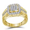 Image 1 : 1 CTW Mens Round Diamond Square Frame Cluster Ring 10kt Yellow Gold - REF-83R7X