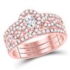 Image 1 : 7/8 CTW Pear Diamond 3-Piece Bridal Wedding Ring 14kt Rose Gold - REF-128T3V