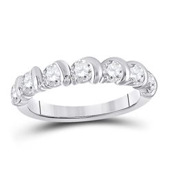 1 CTW Womens Round Diamond Band Ring 14kt White Gold - REF-129T5V