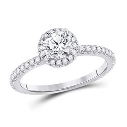 1 CTW Round Diamond Halo Bridal Wedding Engagement Ring 14kt White Gold - REF-279R5X