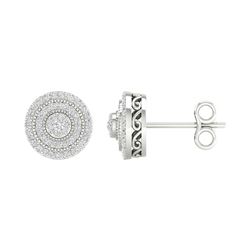 1/2 CTW Womens Round Diamond Cluster Earrings 14kt White Gold - REF-54X5T