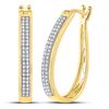 Image 1 : 1/4 CTW Womens Round Diamond Oblong Hoop Earrings 10kt Yellow Gold - REF-34N3A