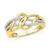 Image 1 : 1/6 CTW Womens Round Diamond Infinity Loop Knot Lasso Ring 10kt Yellow Gold - REF-26Y5N