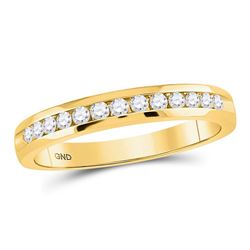 1/4 CTW Womens Round Diamond Single Row Comfort Wedding Band Ring 14kt Yellow Gold - REF-36X7T