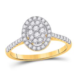 1/2 CTW Round Diamond Cluster Bridal Wedding Engagement Ring 10kt Yellow Gold - REF-47F3W