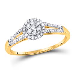 1/5 CTW Womens Round Diamond Flower Cluster Ring 10kt Yellow Gold - REF-17X6T