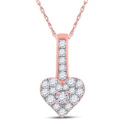 1/3 CTW Womens Round Diamond Heart Pendant 10kt Rose Gold - REF-21F8W