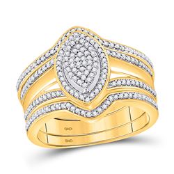 1/3 CTW Round Diamond 3-Piece Bridal Wedding Ring 10kt Yellow Gold - REF-45A2M