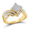 Image 1 : 1/3 CTW Womens Round Diamond Offset Square Cluster Ring 10kt Yellow Gold - REF-28W5H
