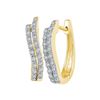 Image 1 : 1/5 CTW Womens Round Diamond Hoop Earrings 10kt Yellow Gold - REF-21X8T
