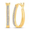 Image 1 : 1/10 CTW Womens Round Diamond Oblong Hoop Earrings 10kt Yellow Gold - REF-20R5X