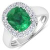 Natural 3.01 CTW Zambian Emerald & Diamond Ring 14K White Gold - REF-147N3R