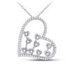 1/3 CTW Womens Round Diamond Scattered Heart Pendant 10kt White Gold - REF-27N3A