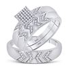 Image 1 : 1/4 CTW His Hers Round Diamond Square Matching Wedding Set 10kt White Gold - REF-40N8A