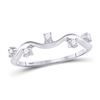 Image 1 : 1/8 CTW Womens Round Diamond Wave Stackable Band Ring 10kt White Gold - REF-19H2R