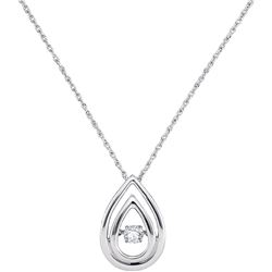 1/6 CTW Womens Round Diamond Moving Twinkle Solitaire Teardrop Pendant 10kt White Gold - REF-23V3Y