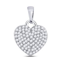 3/8 CTW Womens Round Diamond Fashion Heart Pendant 10kt White Gold - REF-28R5X