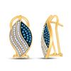 1/2 CTW Womens Round Blue Color Enhanced Diamond Fashion Earrings 10kt Yellow Gold - REF-29M9F