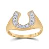 1/20 CTW Mens Round Diamond Lucky Horseshoe Ring 10kt Yellow Gold - REF-26T5V