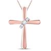 1/10 CTW Womens Round Diamond Cross Pendant 14kt Rose Gold - REF-17N3A