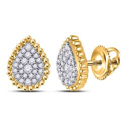 1/4 CTW Womens Round Diamond Teardrop Earrings 10kt Yellow Gold - REF-24V5Y