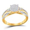 Image 1 : 1/6 CTW Round Diamond Cluster Bridal Wedding Engagement Ring 10kt Yellow Gold - REF-20W5H