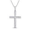 Image 1 : 1/5 CTW Womens Round Diamond Cross Pendant 10kt White Gold - REF-16N4A