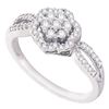 Image 1 : 1/3 CTW Womens Round Diamond Flower Cluster Ring 10kt White Gold - REF-28V2Y