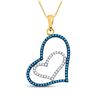 Image 1 : 1/4 CTW Womens Round Blue Color Enhanced Diamond Heart Pendant 10kt Yellow Gold - REF-13H5R