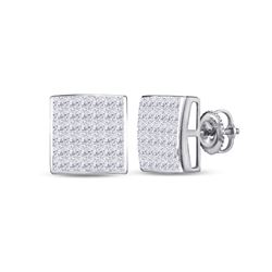 1 CTW Womens Princess Diamond Square Earrings 14kt White Gold - REF-70V3Y