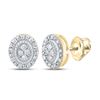 Image 1 : 1/10 CTW Womens Round Diamond Oval Cluster Earrings 10kt Yellow Gold - REF-13R5X