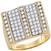 Image 1 : 1 & 3/4 CTW Mens Round Diamond Square Striped Cluster Ring 14kt Yellow Gold - REF-158N7A