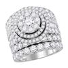 Image 1 : 7 CTW Round Diamond Cluster Bridal Wedding Ring 14kt White Gold - REF-681V7Y