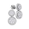 Image 1 : 1 & 1/2 CTW Womens Round Diamond Circle Cluster Dangle Earrings 18kt White Gold - REF-238R5X